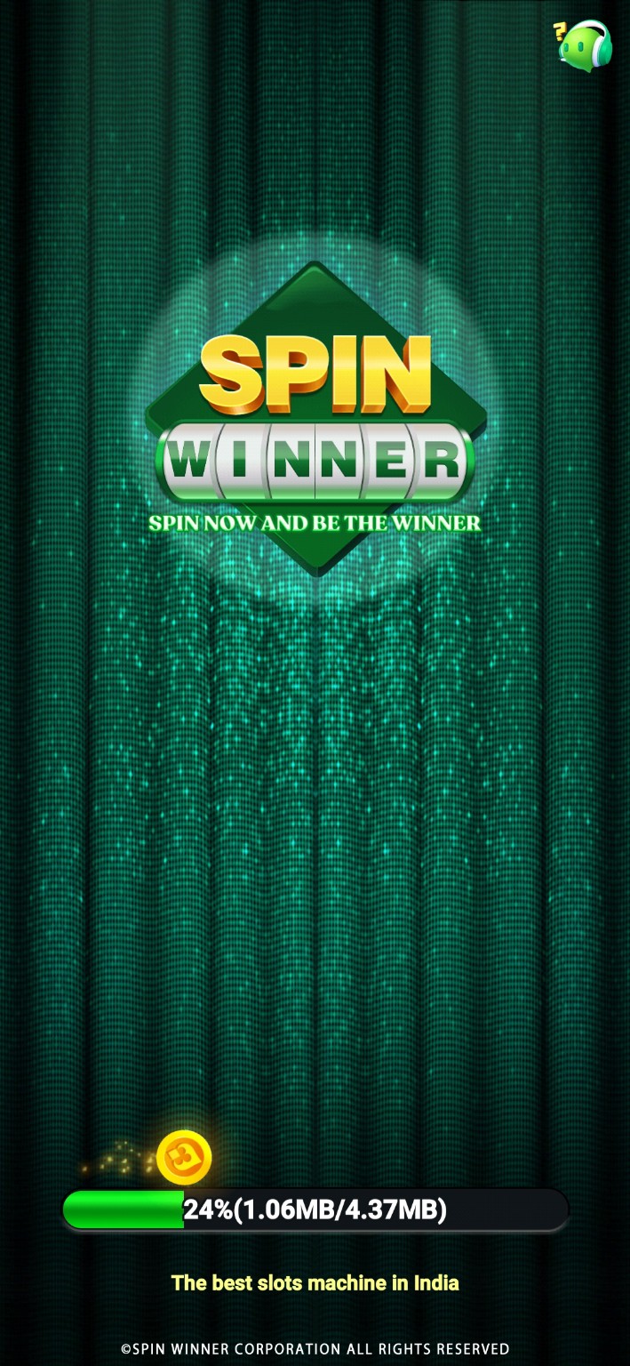 Spin Winner loading screen showing 24 percent
