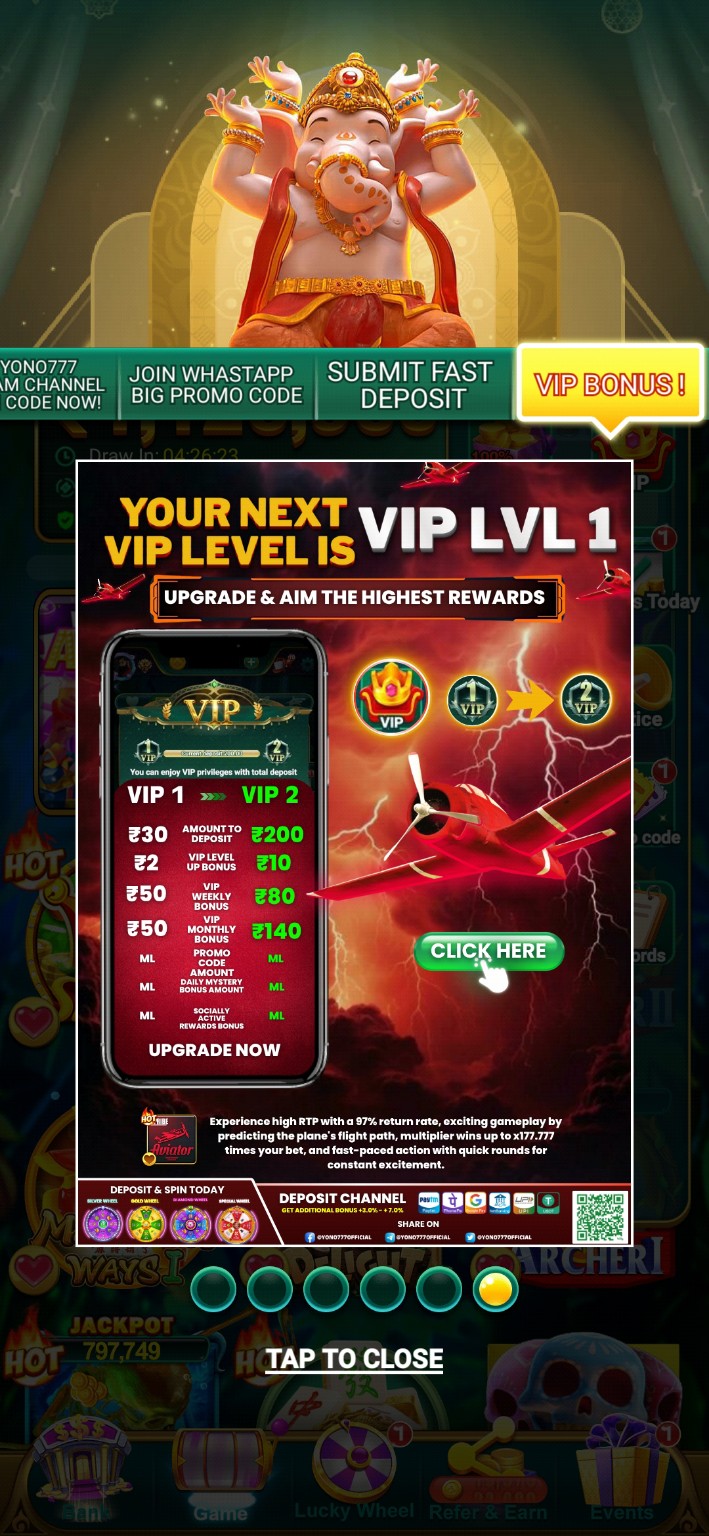 Yono 777 VIP panel over a game lobby
